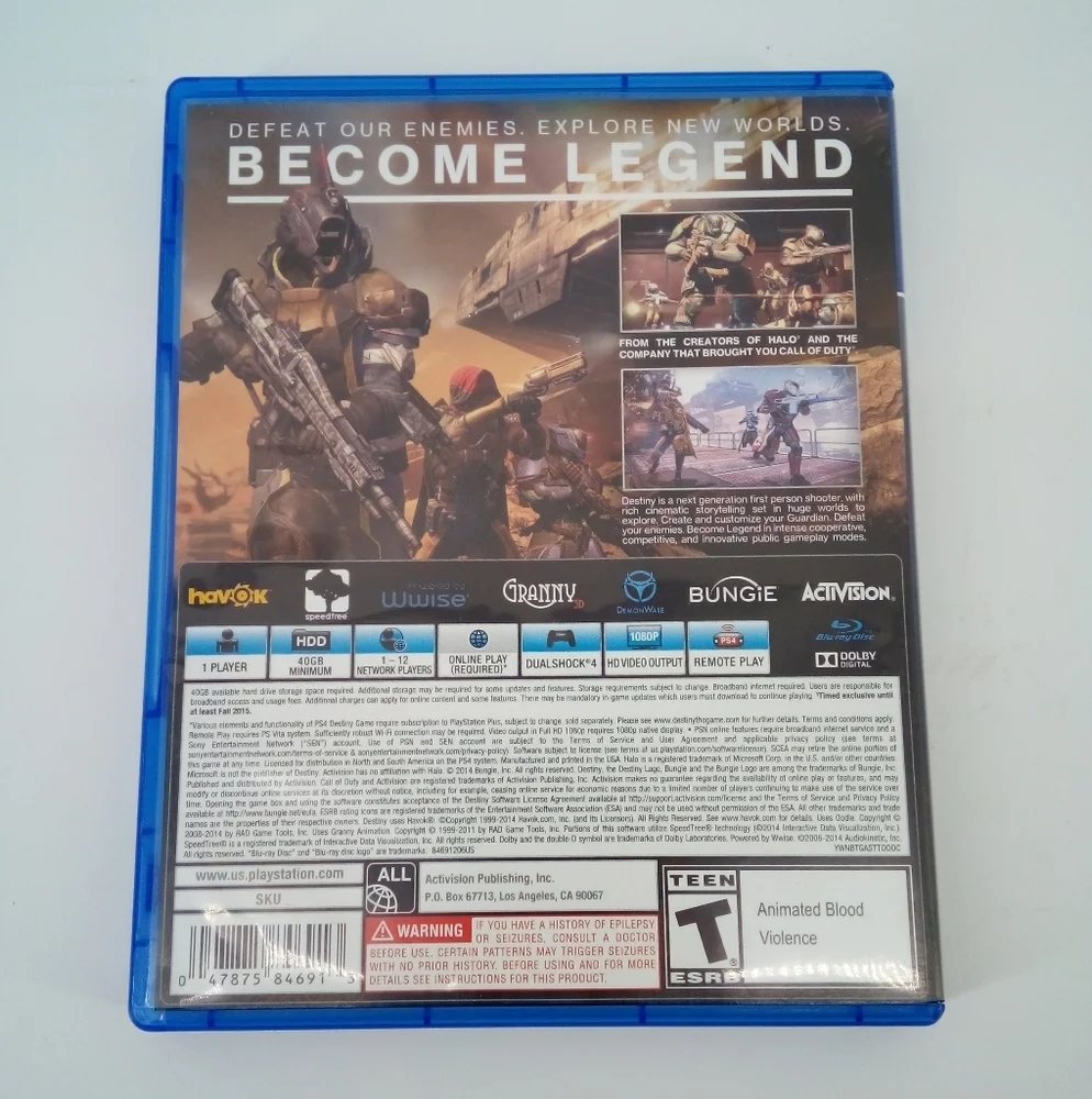 PS4 Destiny Sony PlayStation Game Activision Bungie Teen